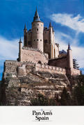 Pan Am Airlines Original Travel Poster, Spain Castle Photo
