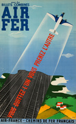 Air Fer, Original Air France Chemin De Fer Frances Air Rail Travel Poster