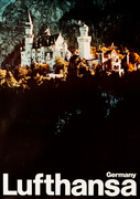 Lufthansa, Germany Original Travel Poster, Neuschwanstein Castle