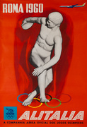 Alitalia Rome 1960 Original Airline Travel Olympics Poster