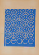 Original Vintage Anti Vietnam War Poster, Blue Peace Signs
