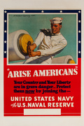 Arise Americans Original WWII Navy and Naval Reserve Recruiting Poster