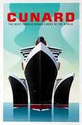 Cunard The Most Famous Ocean Liners in The World Original Travel Poster 