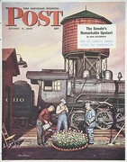 Saturday Evening Post Original Advertising Poster August 9, 1947 Rail Station