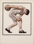 Original Vintage Illustration Print Discuss Athlete JC Leyendecker