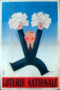 French Loterie Nationale Original Vintage Poster Jumping Guy