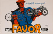 Favor Motorcycle and Bicycle Original Vintage Poster horizontal