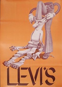 Levi's Pants Original Advertising Poster  Pants putting on man