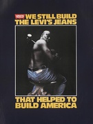 The Levi's Jeans That Helped to Build America Original Advertising Poster man with hammer 