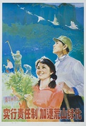 AAA Reforest the Mountains, Using Good Work Ethics Original Chinese Cultural Revolution Poster