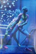 Psychedelic 1960s Era Poster Nude Couple in Blue