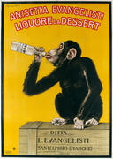 Anisetta Evangelisti Original Italian Liquor Poster Drunken Monkey