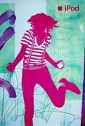 Original 2007 Apple [[IPOD]] Advertising Poster  red guy striped shirt