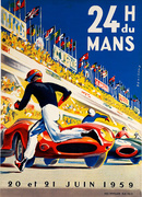 24 hours Le Mans 1959 Original Vintage F1 Racing Poster