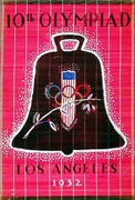 Original Vintage 1932 Los Angeles Olympics Liberty Bell Poster 
