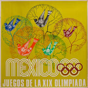 Original Vintage 1968 Mexico City Olympics Poster Birds