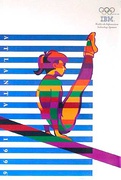 Original Vintage 1996 Atlanta Olympics Poster IBM Gymnast