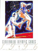 Original Vintage 1996 Atlanta Olympics Poster Fencing (Yamagata)