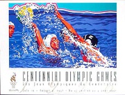 Original Vintage 1996 Atlanta Olympics Poster Water Polo (Yamagata)