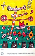 Original Vintage 1972 Munich Olympics Art Series abstract 1234 Poster