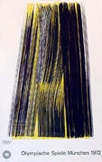 Original Vintage 1972 Munich Olympics Art Series Poster yellow black abstract