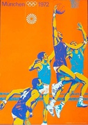 Original Vintage 1972 Munich Olympics Sport Series Poster Basketball