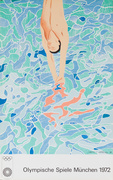 Original Vintage 1972 Munich Olympics Art Series Poster David Hockney Diver