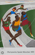 Original Vintage 1972 Munich Olympics Art Series Poster Jacob Lawrence