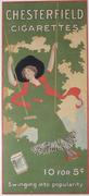 Original Vintage Chersterfield [[Cigarette]] Advertising Poster Woman on Swing
