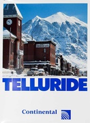 Continental Airlines Travel Poster Telluride Downtown