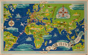Air France Planosphere Blue/Green Original Travel Poster