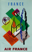 Air France France (Carlu) Original Vintage Travel Poster