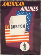 American Airlines Boston Original Vintage Travel Poster Kauffer
