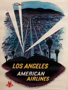 American Airlines [[Los Angeles]]  Searchlights Original Vintage Travel Poster