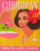 Delta Airlines Original Vintage Travel Poster Caribbean