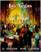 Delta Airlines Original Vintage Travel Poster [[Las Vegas]] Laycox