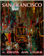 Delta Airlines Original Vintage Travel Poster [[San Francisco]] Laycox