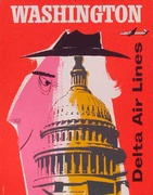 Delta Airlines Original Vintage Travel Poster Washington DC