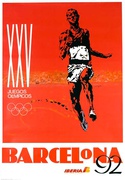 Iberia Airlines Barcelona Olympics Original Travel Poster runner