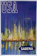 Sabena USA Original Vintage Travel Poster