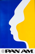Original Vintage Pan Am Travel Poster Face Profiles