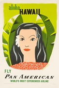 Pan American Airlines  Aloha Hawaii Original Travel Poster