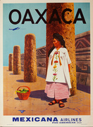 Original Vintage Pan Am Travel Poster Mexicana Oaxaca