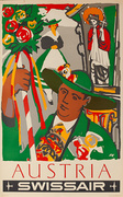 Swissair Original Vintage Travel Poster Austria silkscreen