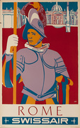 Swissair Original Vintage Travel Poster Rome silkscreen