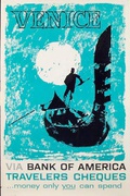 Venice Italy Travelers Cheques Original Vintage Advertising Travel Poster