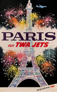 TWA Original Vintage Travel Poster [[Paris]] Klein