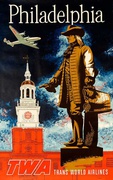TWA Trans World Airlines Original Vintage Travel Poster Philadelphia