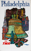 TWA Original Vintage Travel Poster Philadelphia