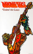 United Airlines Original Vintage Travel Poster Memphis